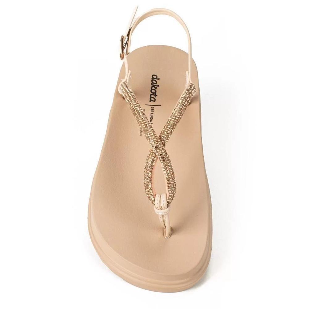 Rasteira Dakota Tira Strass Flatform Feminina - Rosê - 3