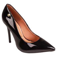 Scarpin Vizzano Bico Fino Salto Alto Verniz Feminino - Preto - 1