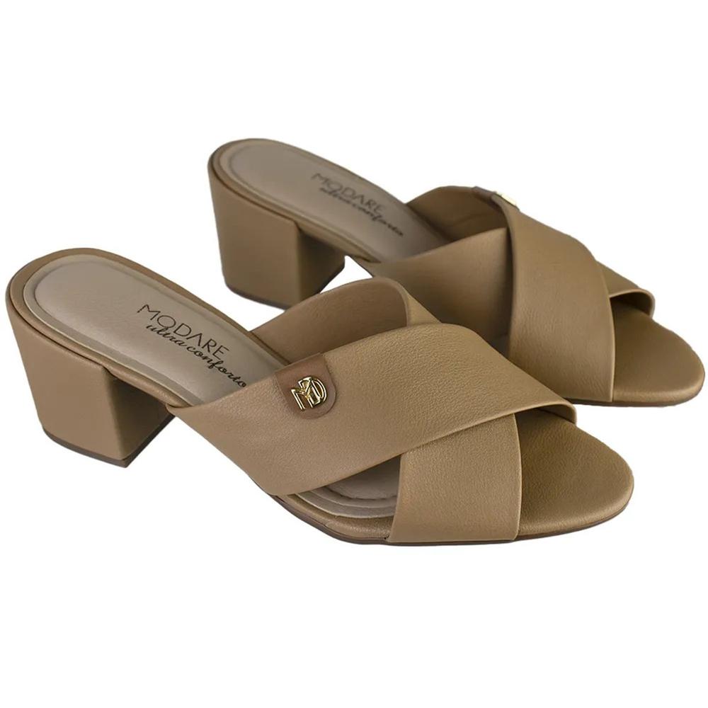 Tamanco Modare Tiras Cruzadas Salto Baixo Feminino - Caramelo - 1