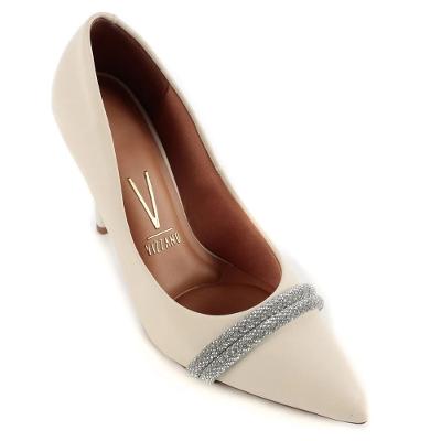 Scarpin Vizzano Tira Strass Salto Alto - Branco Off