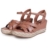 Sandália Anabela Couro Bottero Tropical Feminino - Marrom - 1