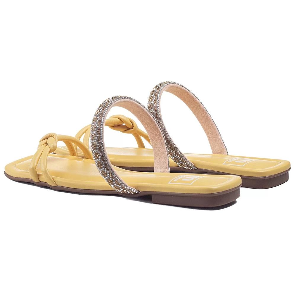 Rasteira Moleca Flat Nó Tira Strass Feminino - Amarelo - 4