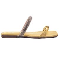 Rasteira Moleca Flat Nó Tira Strass Feminino - Amarelo - 3