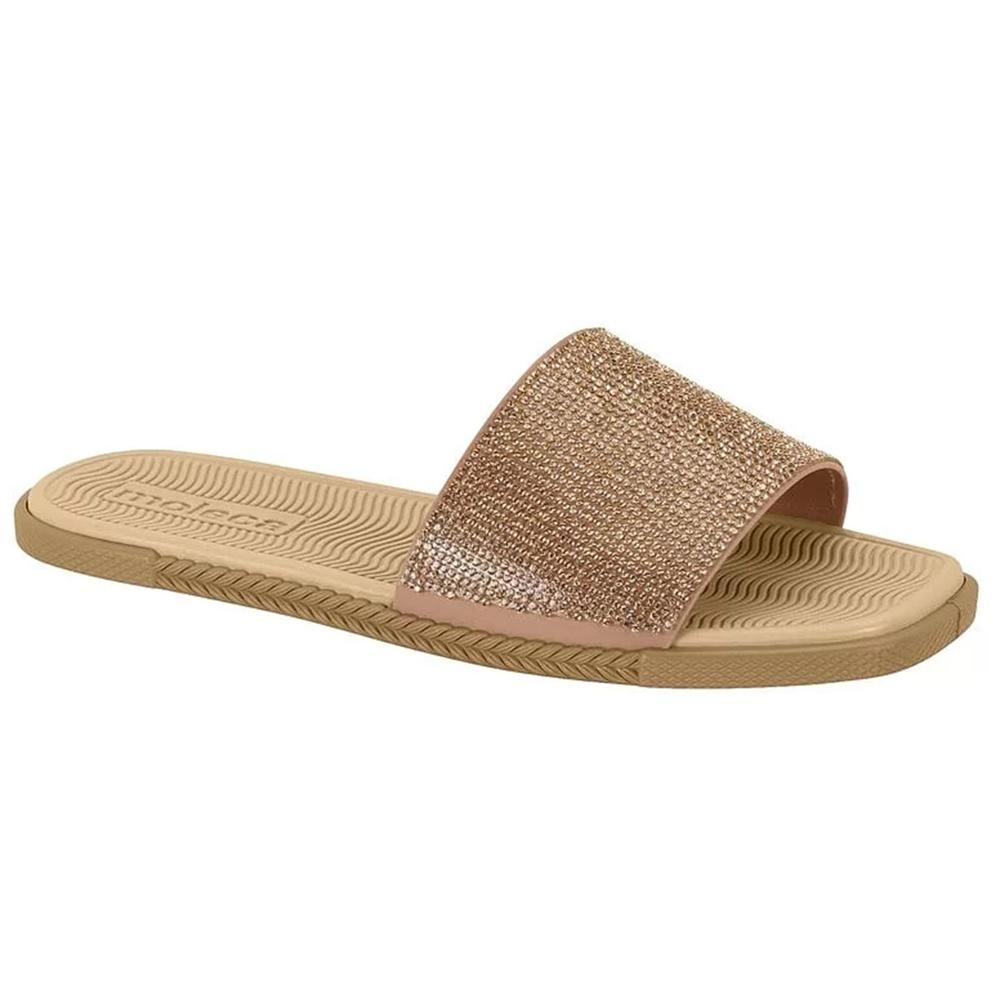 Rasteira Moleca Slide Strass Feminino - Nude - 1