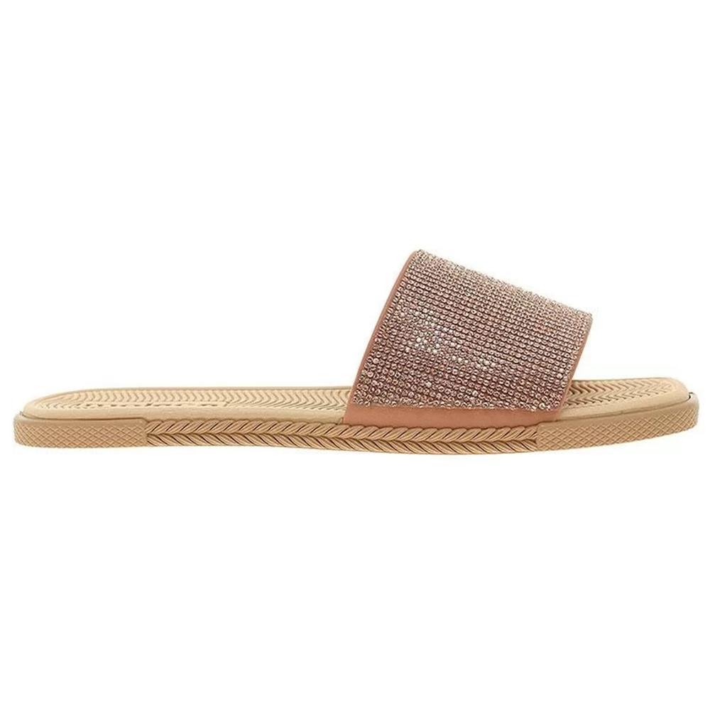 Rasteira Moleca Slide Strass Feminino - Nude - 2