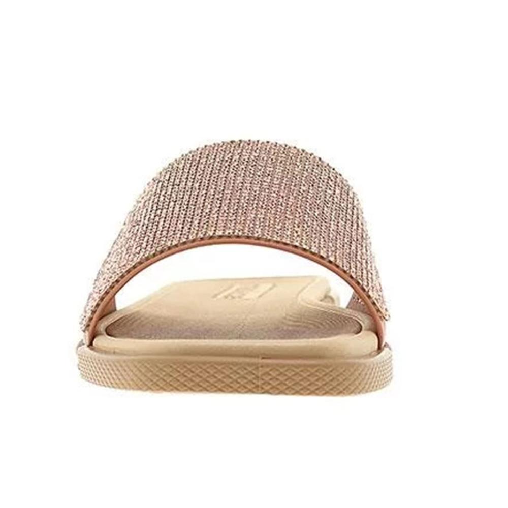 Rasteira Moleca Slide Strass Feminino - Nude - 3