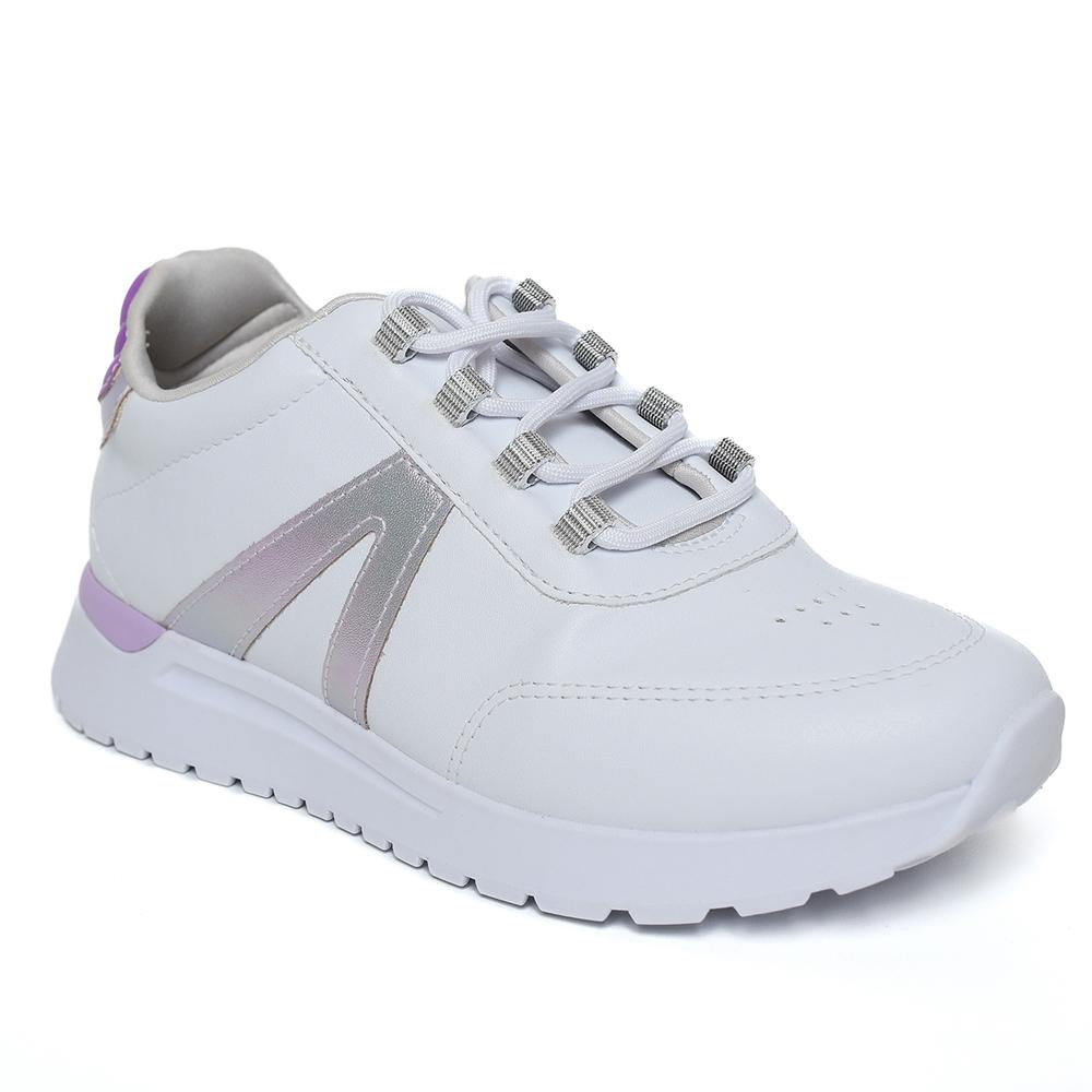 Tênis Ramarim Flatform Dad Sneaker Tratorado Feminino - Branco e Lilás - 1