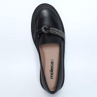 Mocassim Moleca Tira Strass Tratorado Feminino - Preto - 3