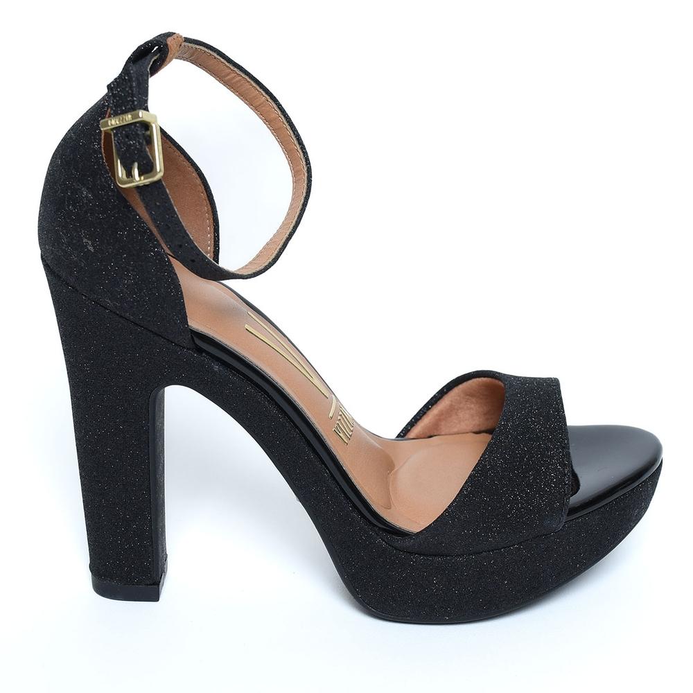 Sandália Vizzano Meia Pata Gliter Salto Grosso Feminina - Preto - 2