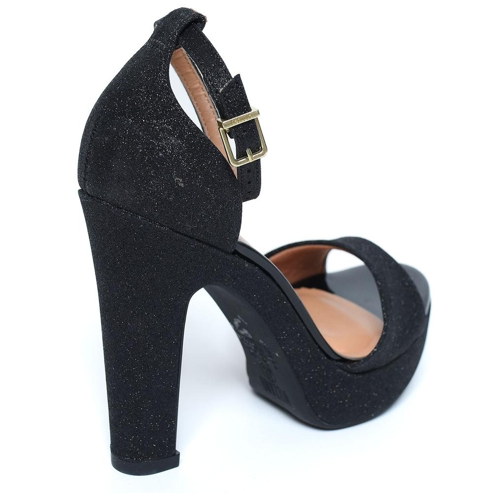 Sandália Vizzano Meia Pata Gliter Salto Grosso Feminina - Preto - 4
