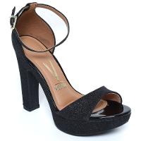Sandália Vizzano Meia Pata Gliter Salto Grosso Feminina - Preto - 1