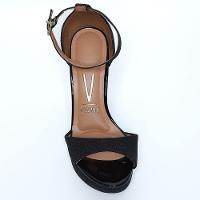 Sandália Vizzano Meia Pata Gliter Salto Grosso Feminina - Preto - 3