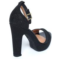 Sandália Vizzano Meia Pata Gliter Salto Grosso Feminina - Preto