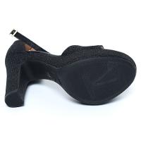 Sandália Vizzano Meia Pata Gliter Salto Grosso Feminina - Preto - 5