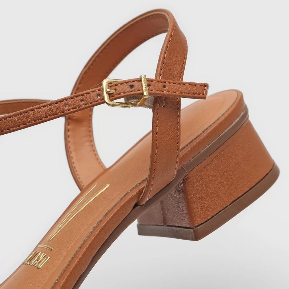 Sandália Vizzano Salto Bloco Baixo Casual Feminina - Caramelo - 4