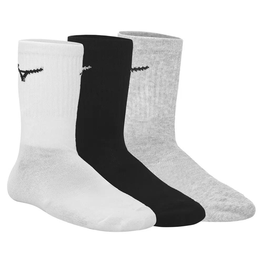 Kit Meia Mizuno Cano Médio Training Pacote com 3 pares - Branco e Preto - 1
