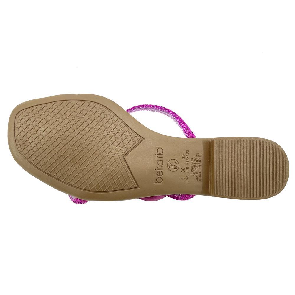 Rasteira Beira Rio Flat Tiras Strass - Pink - 5