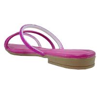 Rasteira Beira Rio Flat Tiras Strass - Pink