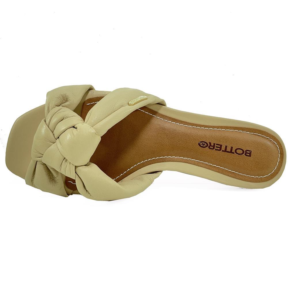 Rasteira Couro Bottero Nó Tiras Feminina - Bege - 3