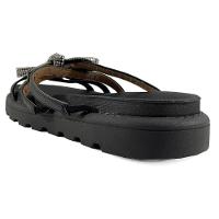 Rasteira Vizzano Flatform Strass Laço - Preto
