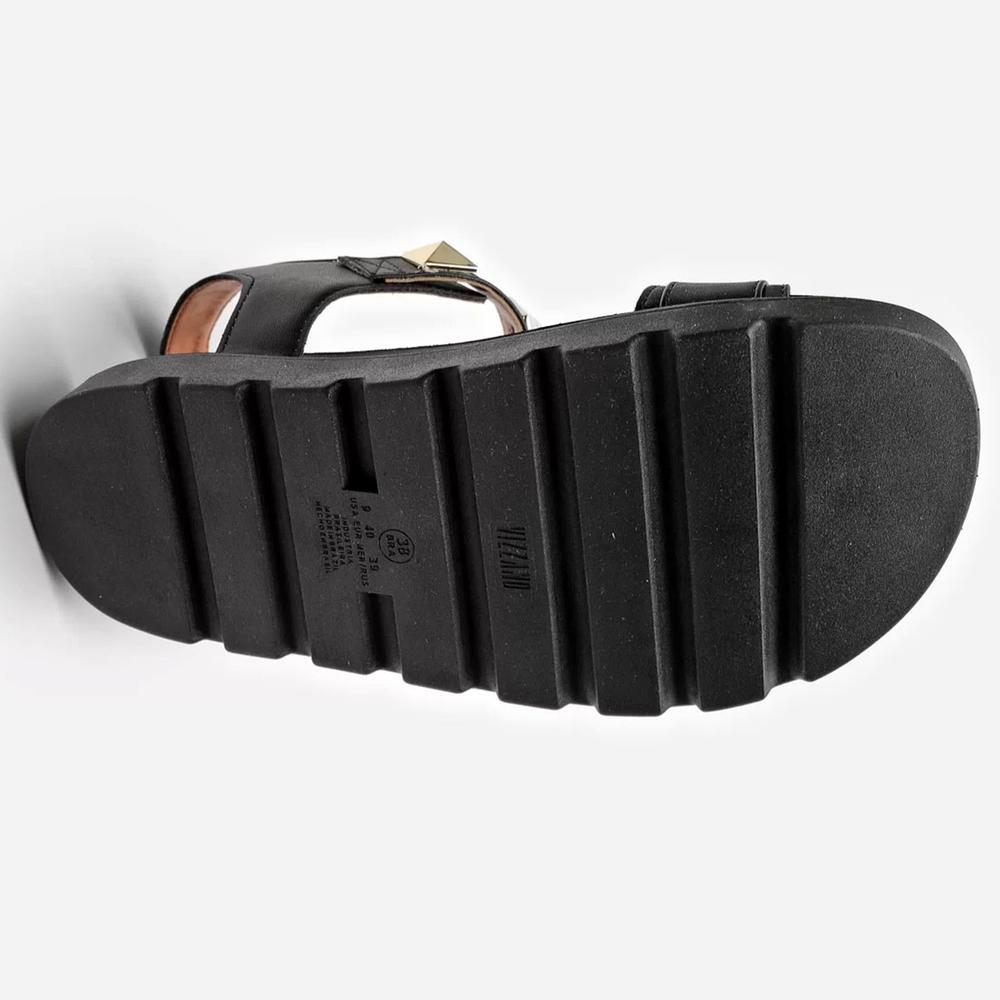 Rasteira Vizzano Tachas Tratorada Feminina - Preto - 5