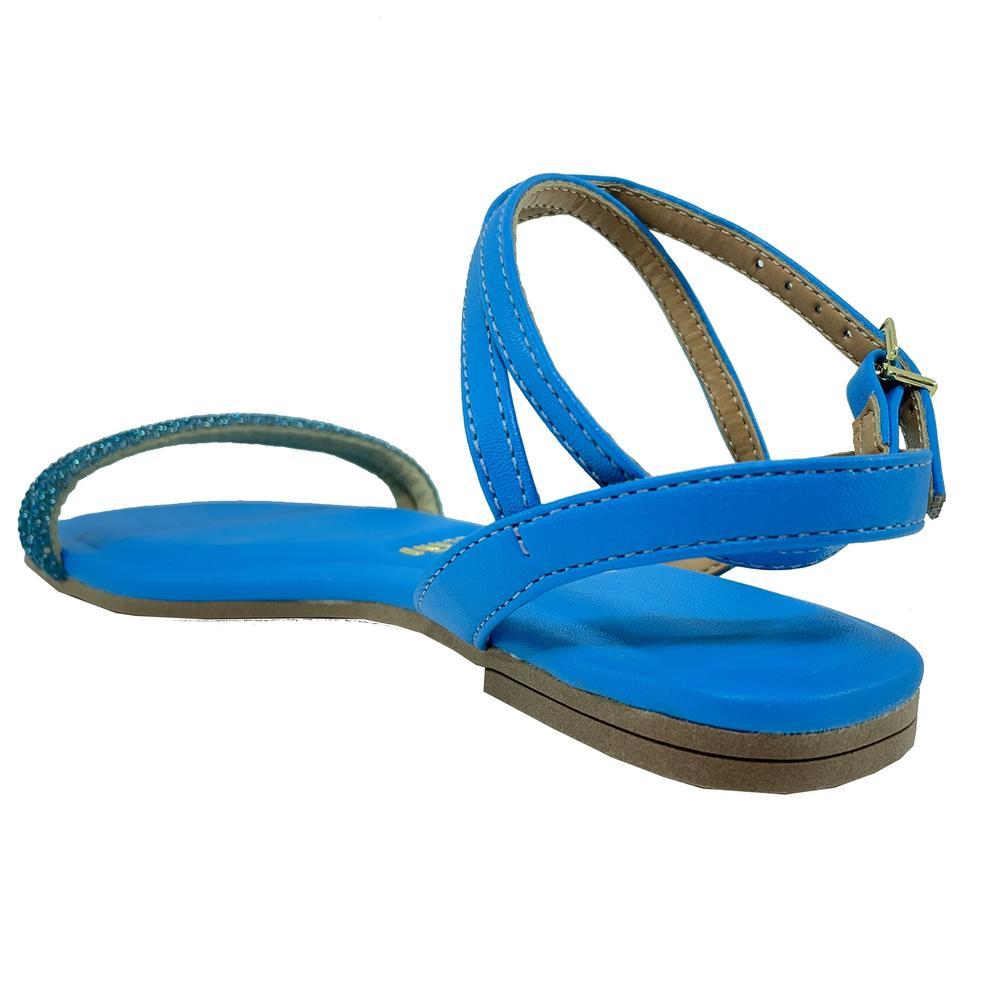Rasteira Vizzano Tiras Strass com Traseiro Feminina - Azul - 4