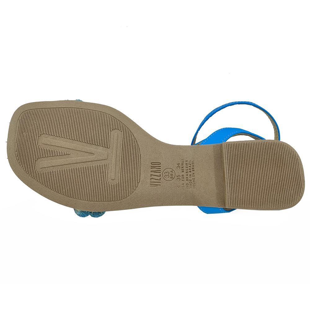 Rasteira Vizzano Tiras Strass com Traseiro Feminina - Azul - 5