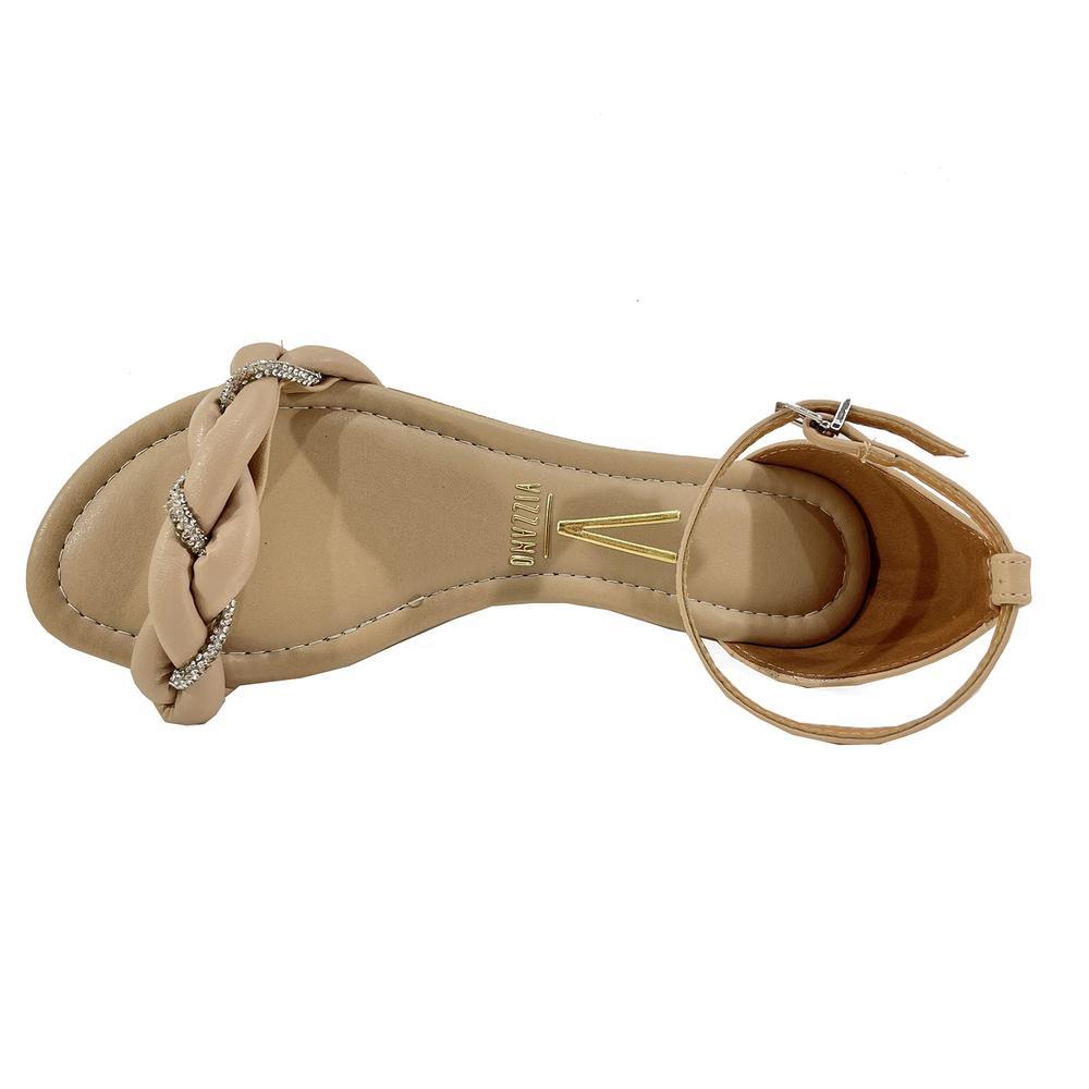 Rasteira Vizzano Trança Strass Feminina - Bege - 3