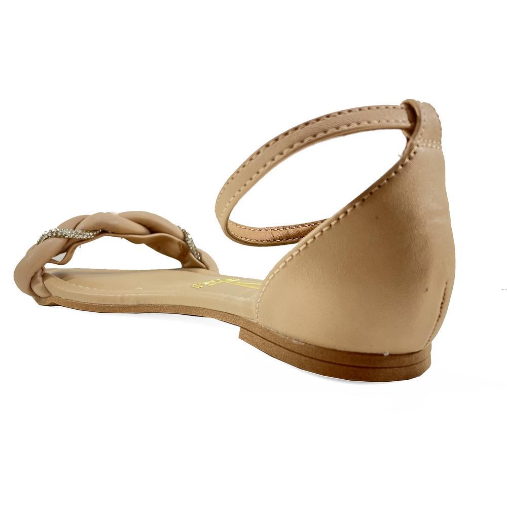 Rasteira Vizzano Trança Strass Feminina - Bege - 4
