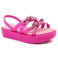 Sandália Infantil Molekinha Flatform Laços Strass - Pink - 1