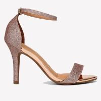 Sandália Vizzano Salto Fino Alto Brilho Metalizado Feminina - Bronze - 2