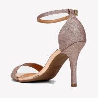 Sandália Vizzano Salto Fino Alto Brilho Metalizado Feminina - Bronze