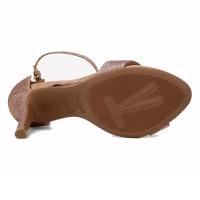 Sandália Vizzano Salto Fino Alto Brilho Metalizado Feminina - Bronze - 5