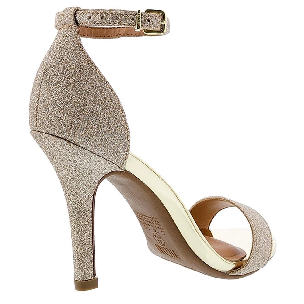Sandália Vizzano Salto Fino Alto Brilho Metalizado Feminina - Dourado - 4