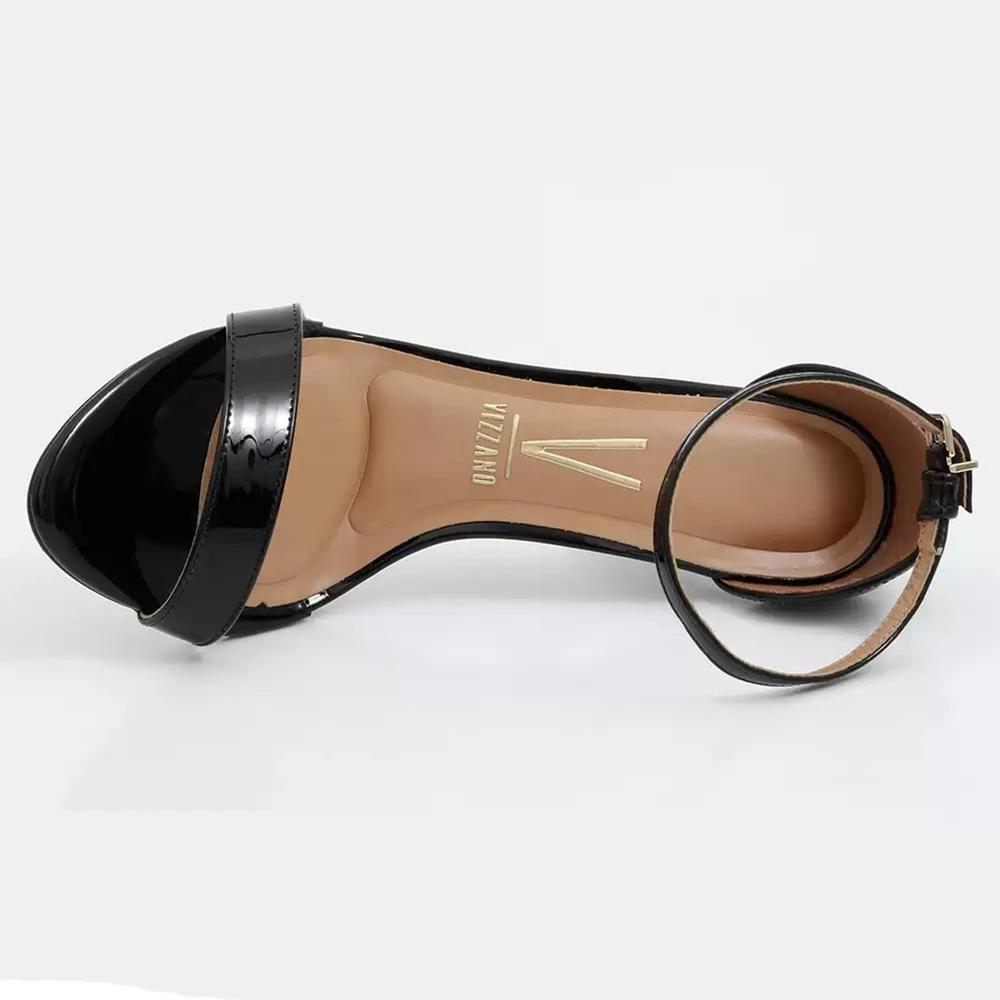 Sandália Vizzano Básica Salto Alto Verniz Feminina - Preto - 3