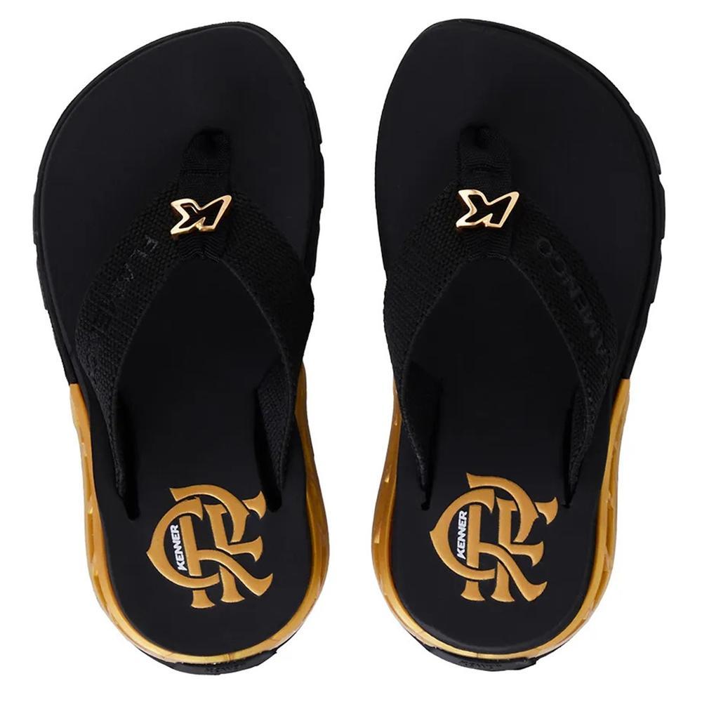 Chinelo Infantil Kenner Rakka Kids Flamengo - Preto e Dourado - 2