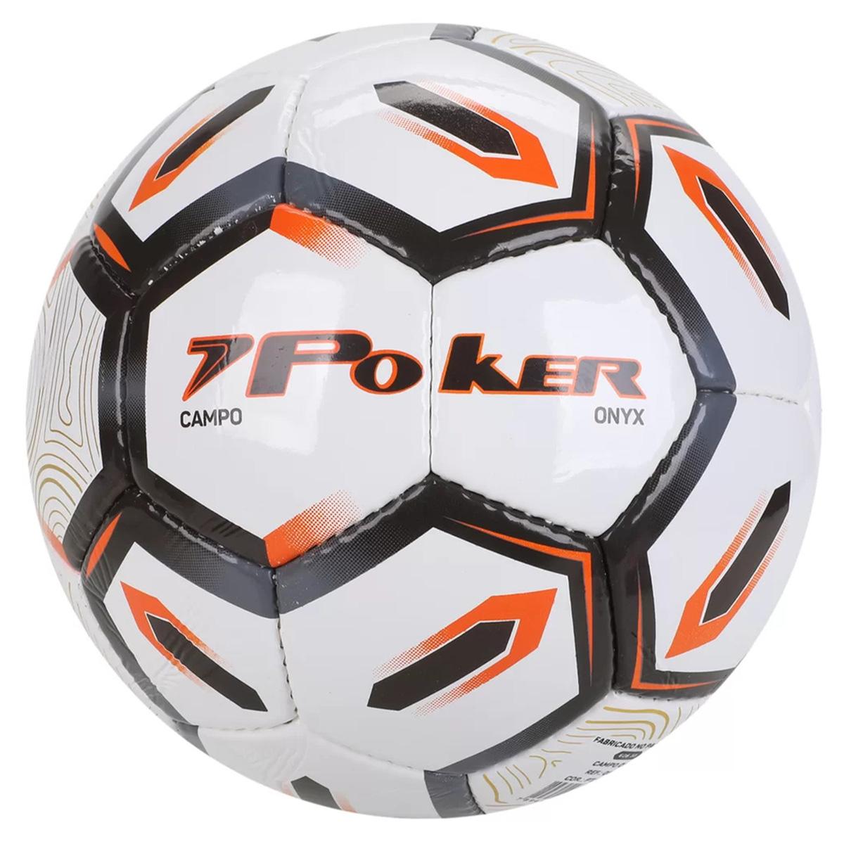 Bola de Futebol Campo Poker Training 32 Gomos Onix - Preto e Laranja - 3