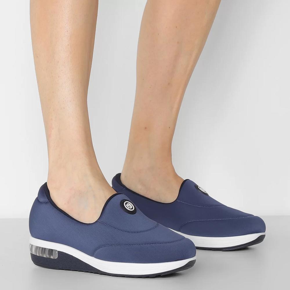 Tênis Slip On Modare Liso Feminino - Marinho e Branco - 6