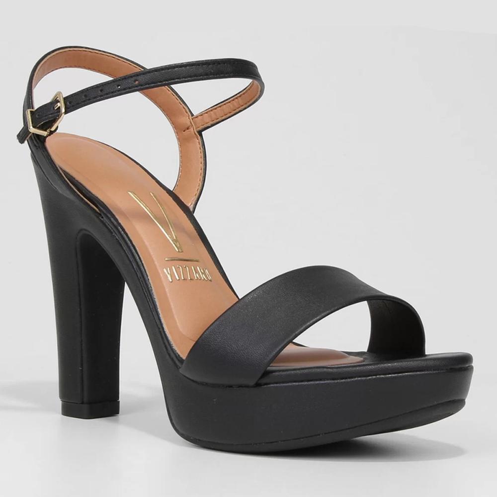 Sandália Meia Pata Vizzano Salto Grosso Alto Feminina - Preto - 1