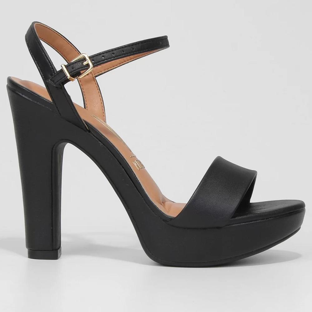 Sandália Meia Pata Vizzano Salto Grosso Alto Feminina - Preto - 2