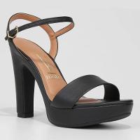 Sandália Meia Pata Vizzano Salto Grosso Alto Feminina - Preto - 1