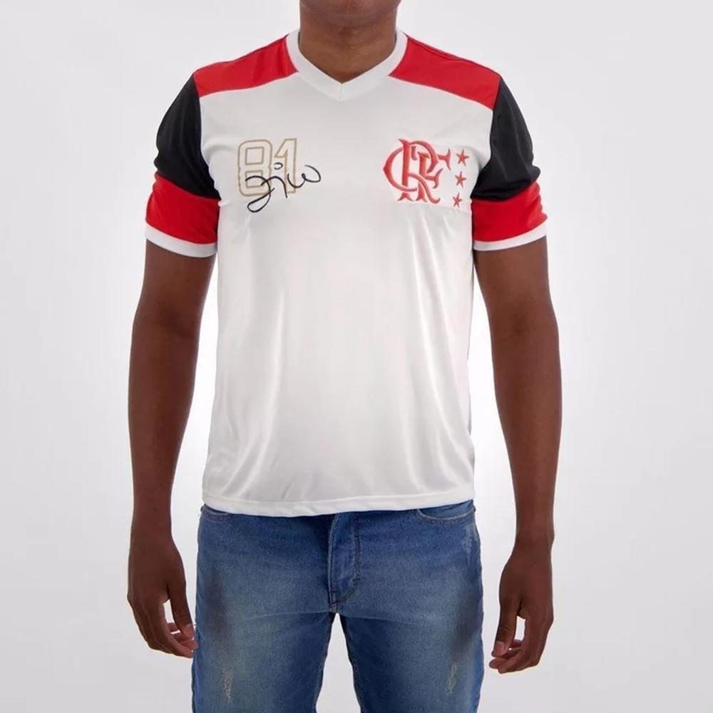 Camiseta Flamengo Retrô Zico Masculina - Branco - 1