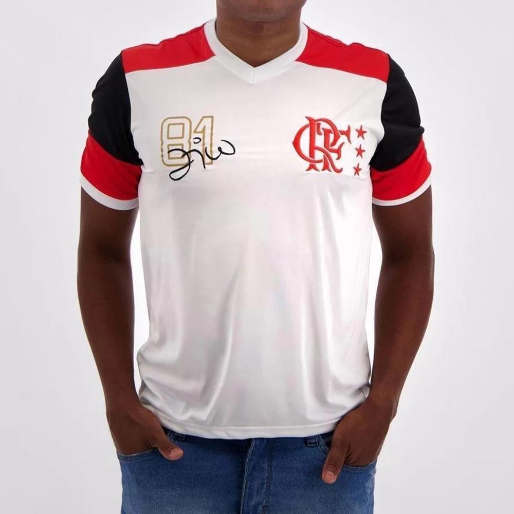Camiseta Flamengo Retrô Zico Masculina - Branco - 3