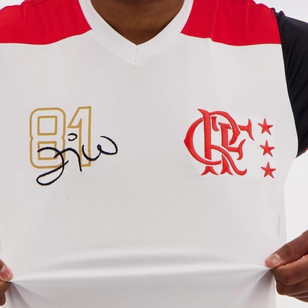 Camiseta Flamengo Retrô Zico Masculina - Branco - 4