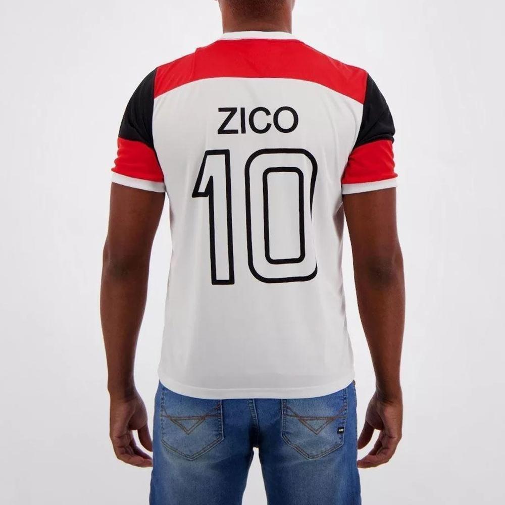 Camiseta Flamengo Retrô Zico Masculina - Branco - 5