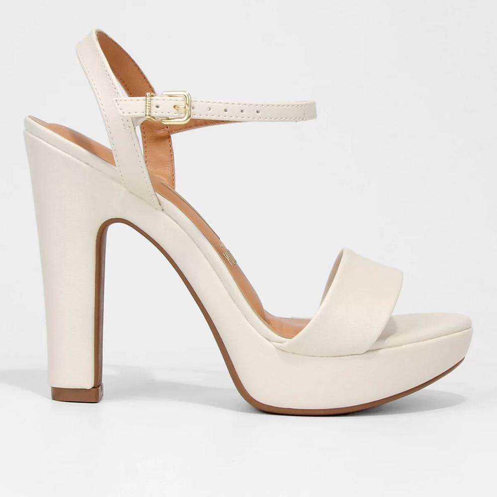 Sandália Meia Pata Vizzano Salto Grosso Alto Feminina - Branco - 2