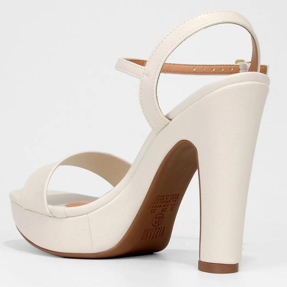 Sandália Meia Pata Vizzano Salto Grosso Alto Feminina - Branco - 4