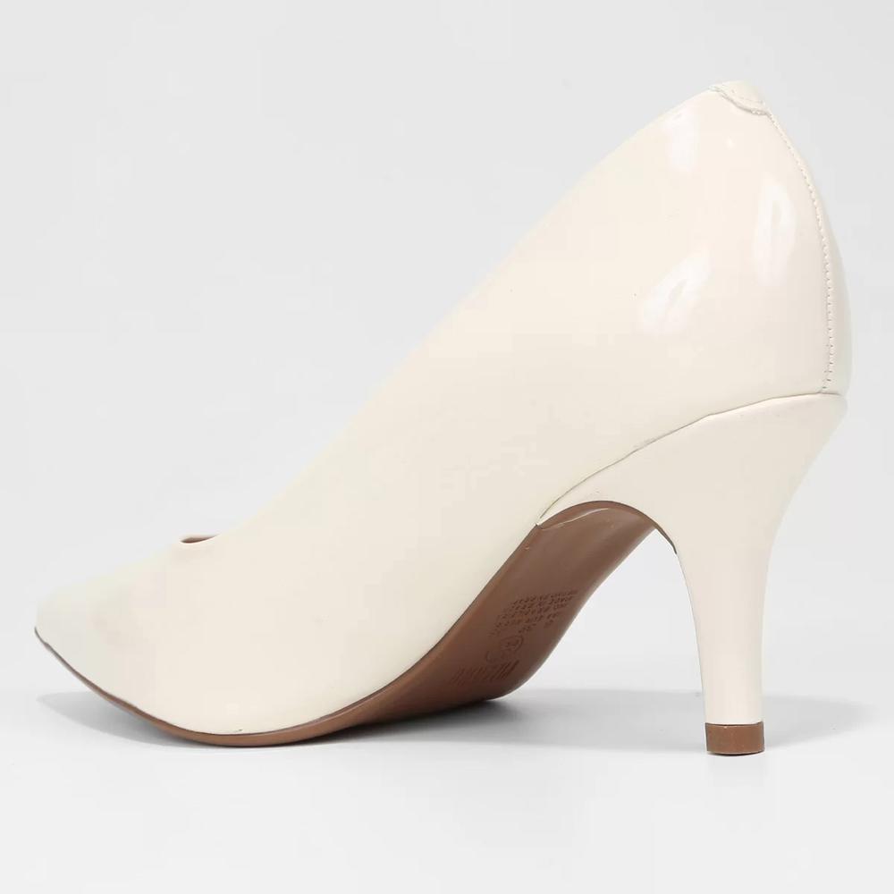 Scarpin Vizzano Bico Fino Salto Médio Verniz - Branco - 4
