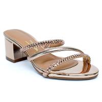 Tamanco Vizzano Salto Bloco Baixo Tiras Strass Feminino - Rosê - 1
