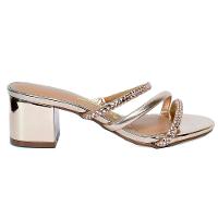 Tamanco Vizzano Salto Bloco Baixo Tiras Strass Feminino - Rosê - 2